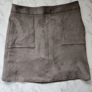 The Limited | Faux Suede High Waist Mini Skirt in Taupe - Size 4 Petite